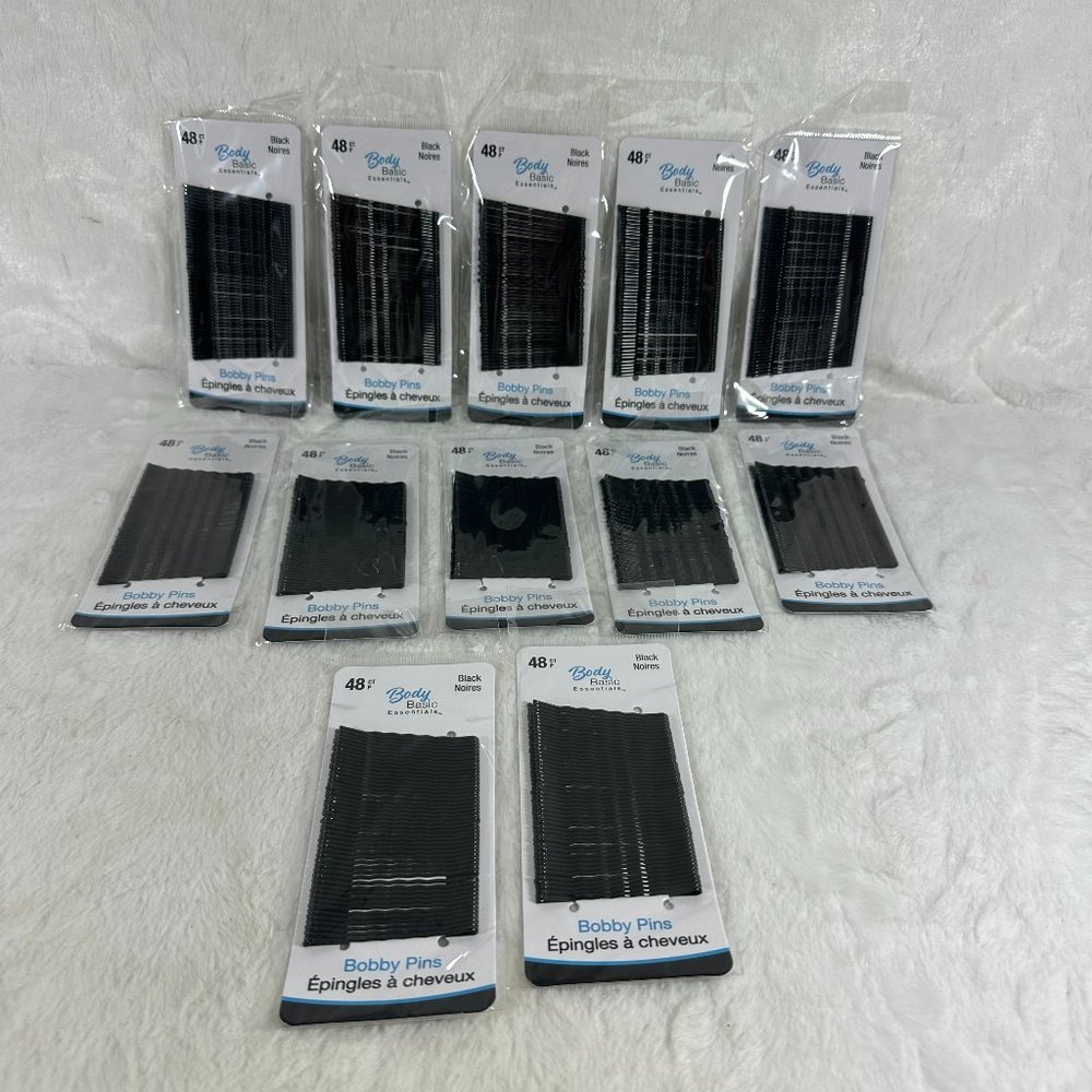 Body Basic Essentials 12 Packs Of 48 Each Black Bobby Pins New